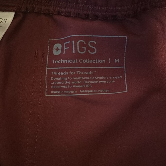 Figs Yola High Waisted Scrub Pant Medium Burgundy EUC - Picture 3 of 7